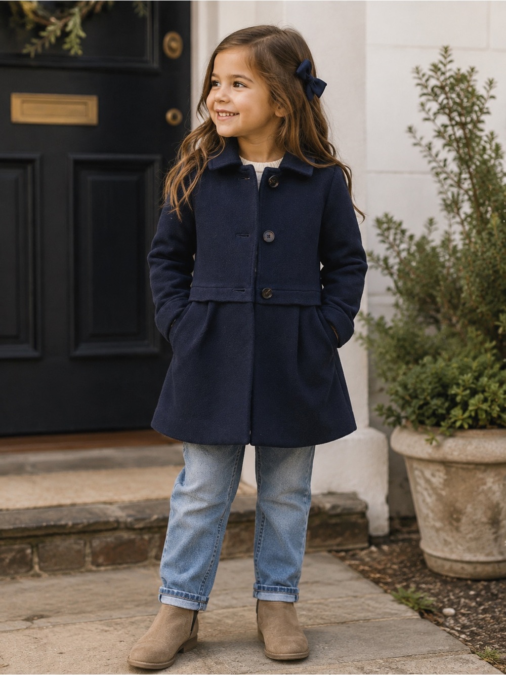 Crewcuts Navy Pea Coat with Classic Collar